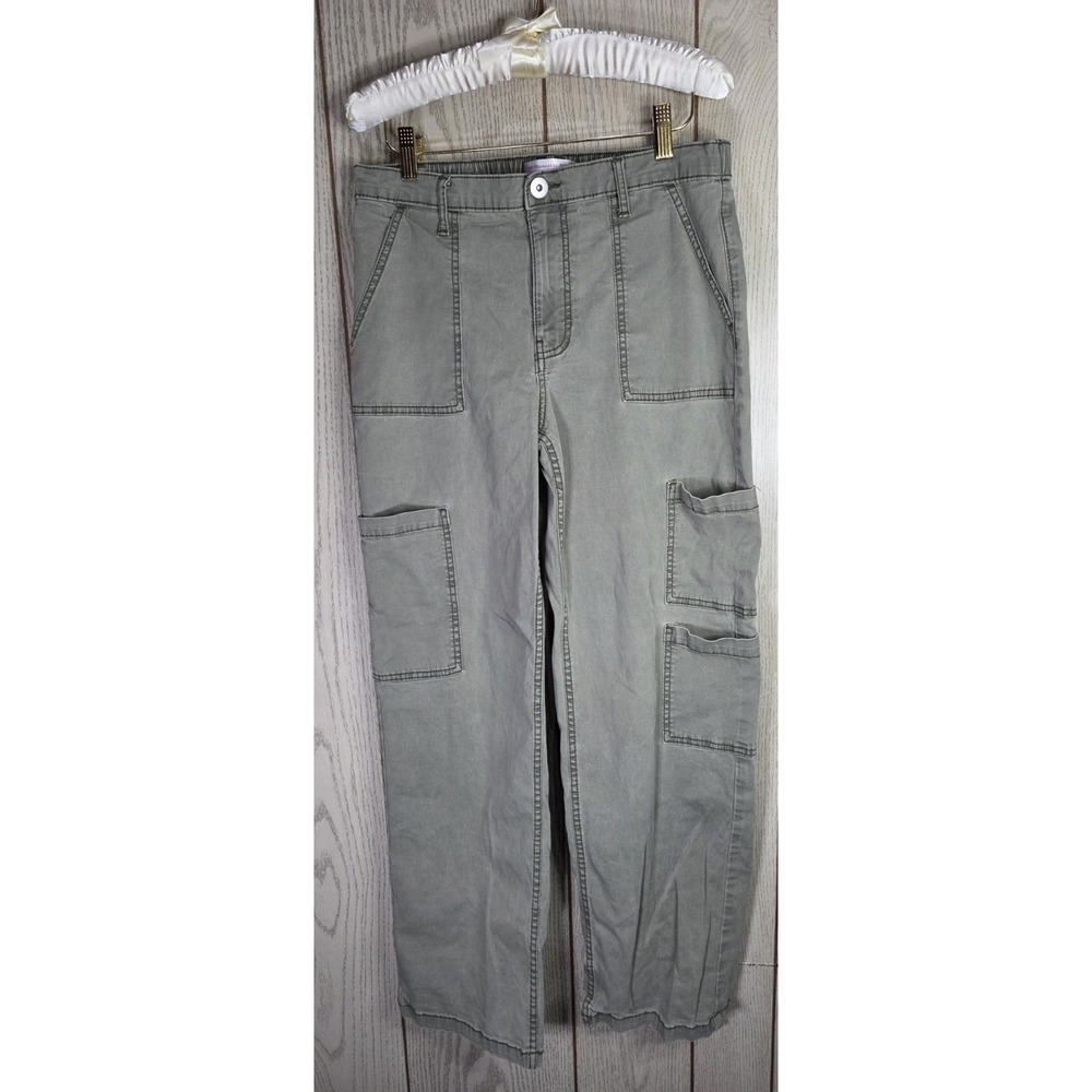 No Boundaries Womens Olive Green Cargo Pants Size L 11-13 Utility Straight Leg